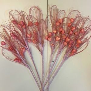 Set of 6 Hearts and glitter pink tree picks